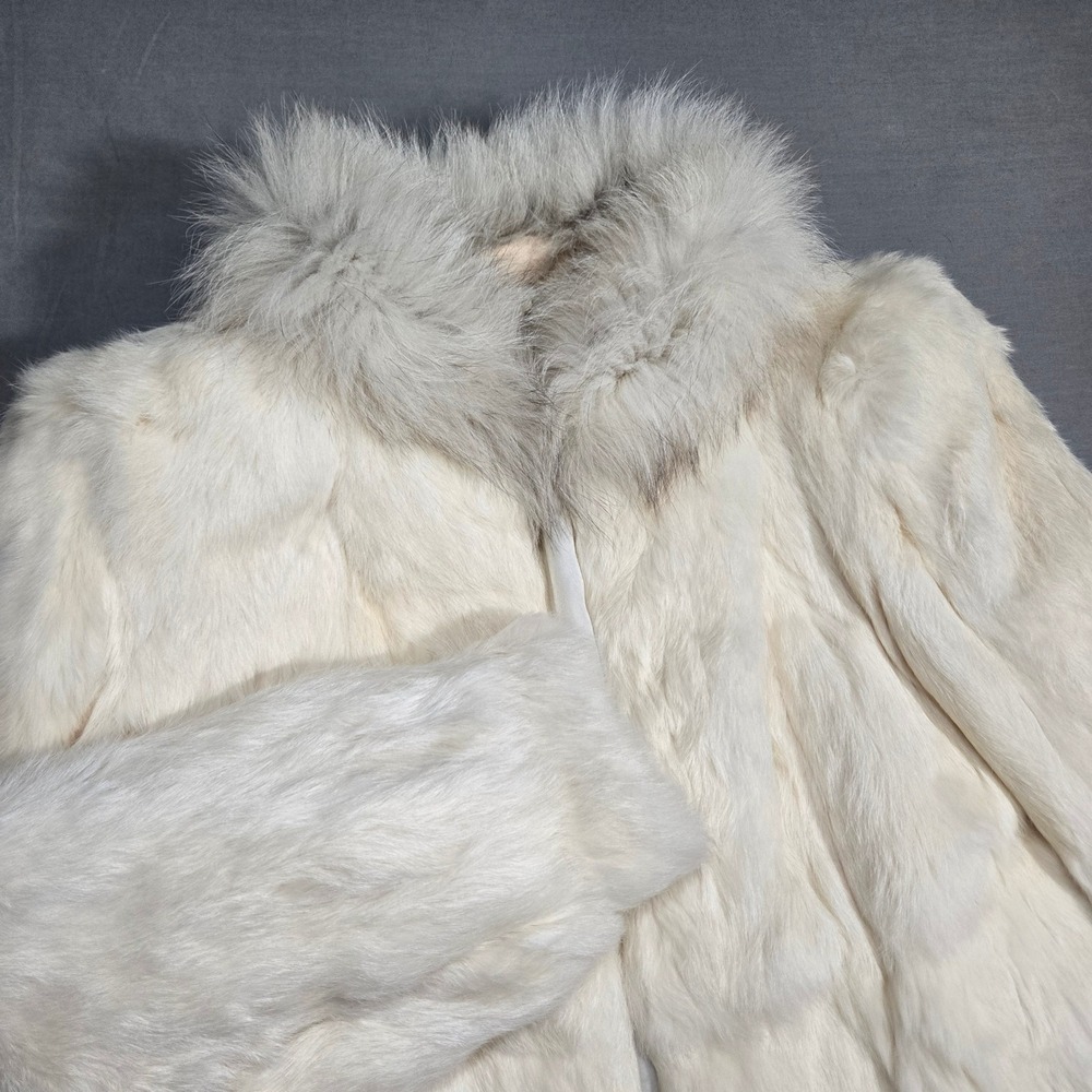 Vintage Cream 100% Rabbit Fur Coat, Small/XS, Made in Korea, Glam, Mob Wife Coat